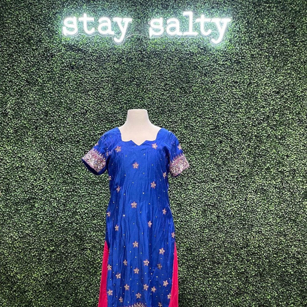 Short Blue and Pink Lehenga